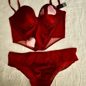 Adore Me Red and Pink Satin Bra Intimates Collection